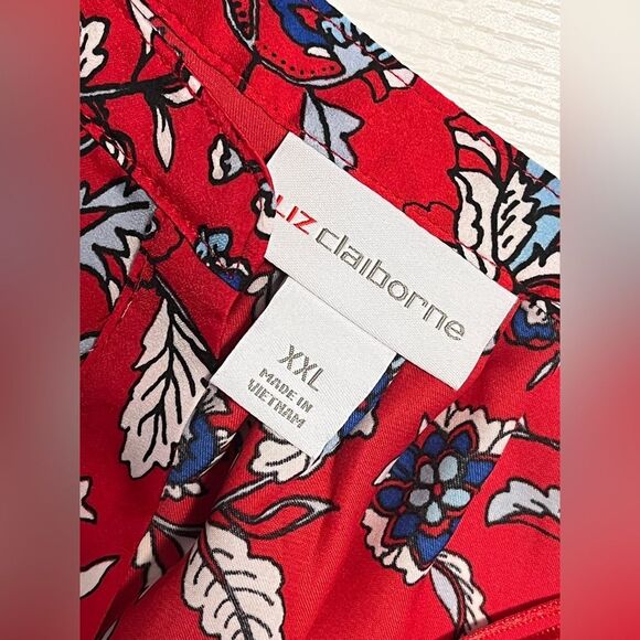 NWT Liz Claiborne Red Floral Split Crew Neck Blouse Sz XXL (20) - Picture 6 of 10
